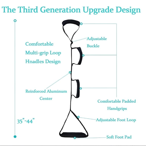 LAMIRO Leg Lifter Strap Multi Loop 35inch-44inch Adjustable for Couch Elderly Men Handle