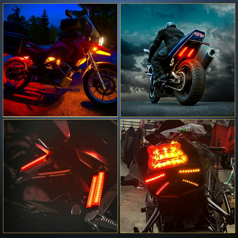 Motorcycle Led Brake Tail Light License Plate Light 12V Universal Motorcycle Stop Running Lights For Quad Atv Dirt Bike Custom Chopper Street Bike