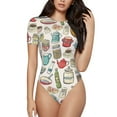thumbnail image 2 of Goofa Cooking Utensils Printed Women Rash Guard Short Sleeve,Tummy control Swimsuit Surfing Swimsuit Bathing Suit One Piece Swimsuit UPF 50-XX-Large, 2 of 9