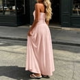 thumbnail image 4 of IUYRTFE Women's Strapless Ruched Waist Maxi Dress Solid Color A Line Long Casual Summer Gown, 4 of 6