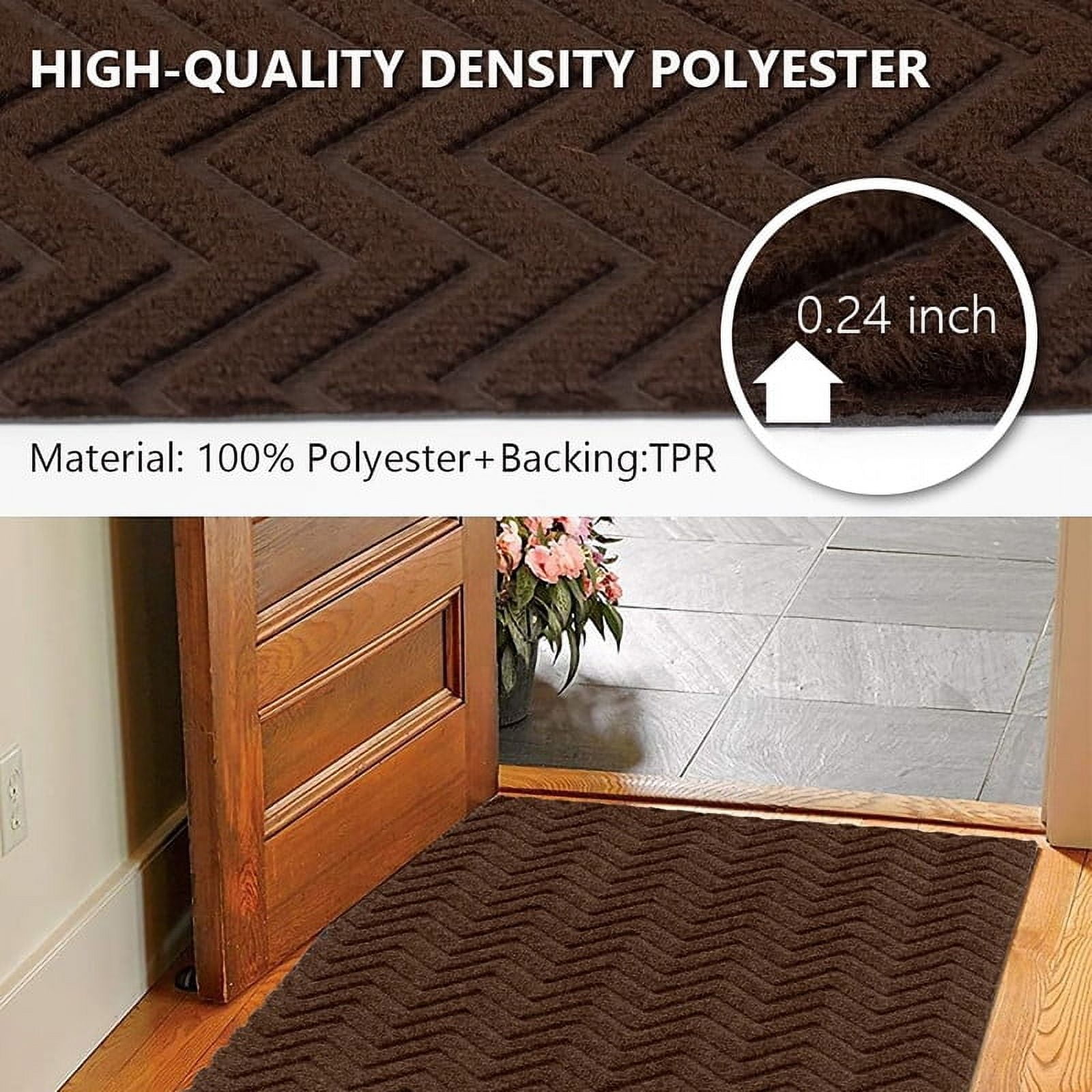 Goasis Lawn 4' x 18' Brown Runner Rug Indoor Non Slip Carpet for Entryway Kitchen Laundry Garage
