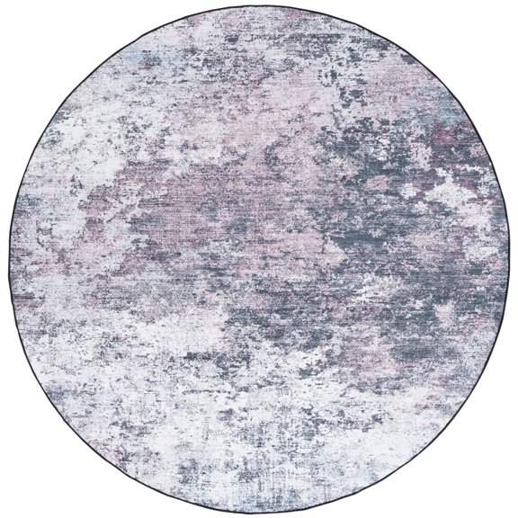 SAFAVIEH Malibu Dalia Distressed Polyester Area Rug, Plum/Black, 6' x 6' Round