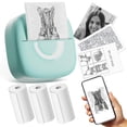 thumbnail image 1 of Mini impresora térmica de pegatinas con 3 rollos de papel, impresora portátil para teléfono con Bluetooth, impresora de estudio para imágenes, fotos, diarios, bricolaje, compatible con teléfono y tabl, 1 of 5