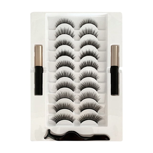 【10 Pares】Pestañas Magnéticas Sin Pegamento, Líquido Eyeliner Magnético, Fácil Aplicación, Reutilizables, Ideales para Ocasiones Especiales, Aumenta el Volumen y Longitud de tus Pestañas, Incluye