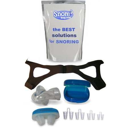 Anti Snore Spray - Stop Snoring Aids: 4 Anti-Snore Solutions: Tongue Retainer, Nasal Filter, 4 Nasal Dilators, Chin Strap