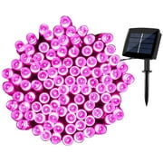 Solar String Lights 72ft 200 LED 8 Modes Solar Powered Waterproof Starry Fairy Outdoor String Lights holiday Decoration Lights for Patio Gardens Homes Landscape Wedding Party (Pink)