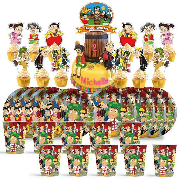 El Chavo Birthday Cups Party Supplies Plates Fans Decorations Cake Topper Decor