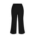 thumbnail image 4 of ManxiVoo Women's Solid Color High Waist Wide Leg Casual Pants Loose Fit Pocket Detail Cross Waist Athletic Cropped Trousers XXL Size Black, 4 of 6