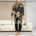 thumbnail image 6 of Bendy And The Ink Machine Men's Hooded Jumpsuit - Zip Up One Piece Pajamas Soft Cozy Winter Warm Plush Loungewear, 6 of 8