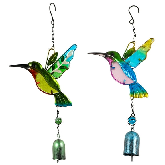 2Pcs Hummingbirds Wind Chime Decor Window Hanging Ornament Outdoor Wind Bell