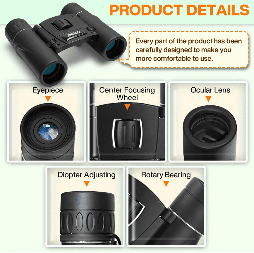 3000x22 Zoom Telescope Professional HD Powerful Binoculars Long Range Portable Outdoor Folding FMC Binocular Camping Travel
