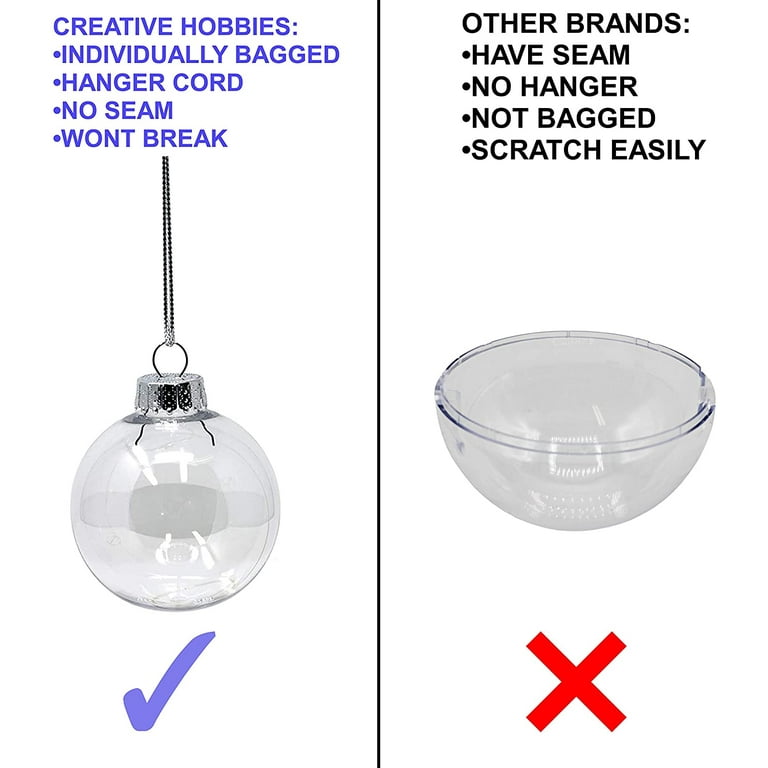 Creative Hobbies® 3.15 Clear Plastic Ornaments Disc Ornaments - Plastic  Ornaments for Crafts - Fillable Round Disc Ornaments - Pre-Strung with