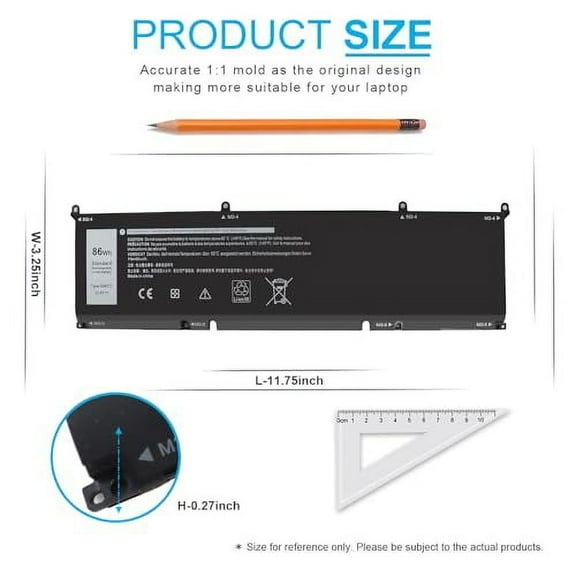 86Wh 69KF2 11.4V Battery for Dell  M15 M17 R3 R4 XPS 15 9500 9510 9520 G7 15 7500 G5 15 5510 5511 5515 5520 5521 Precision 5550 5560 5570 Inspiron 7510 7610 7620 P87F P91F