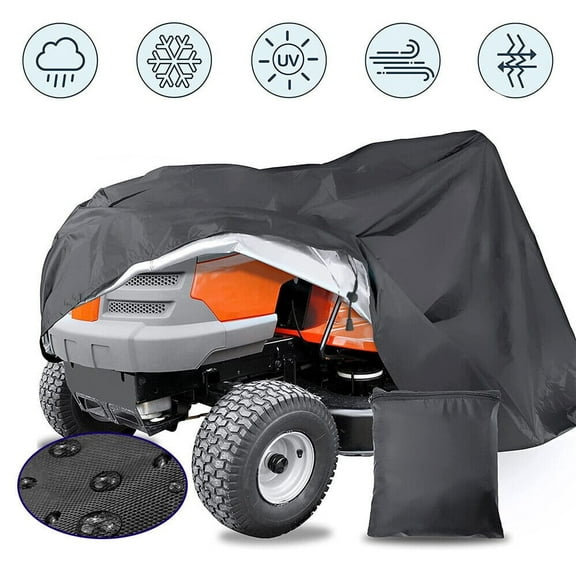 KANCOKIT Waterproof Riding Lawn Mower Cover, Heavy Duty Tractor Cover for Outdoor Garden Yard Fit Deck up to 54", Black
