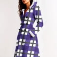 thumbnail image 4 of Christmas Mid Length Plaid Winter Coat for Women Plush Cuffs Long Sleeve Crewneck Button Down Cardigan Jacket for Holiday Purple S, 4 of 8