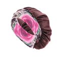 thumbnail image 1 of DEBGFS Bonnet de Nuit en Satin à Grand Bande Élastique pour Femmes, Café, 1 of 3