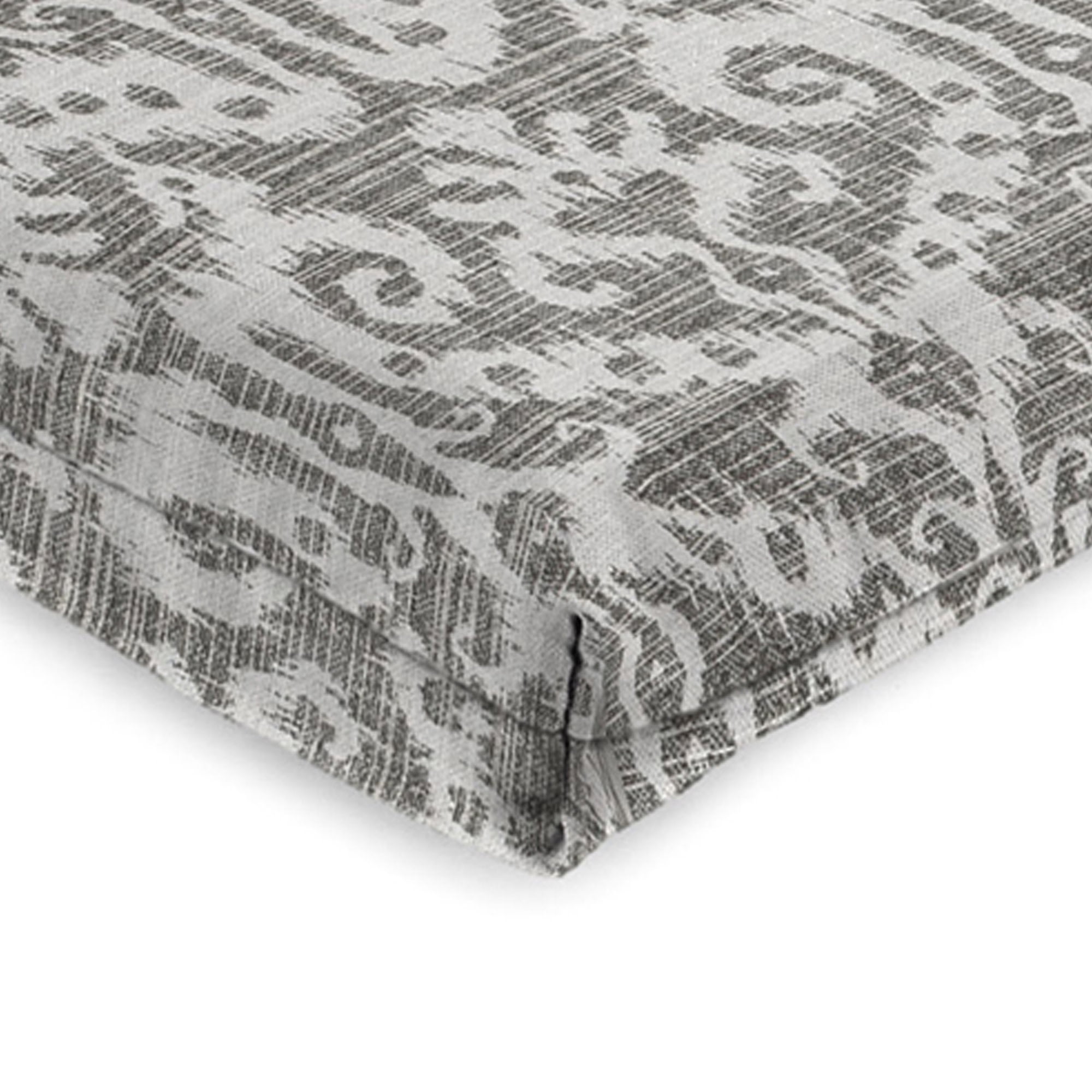 Jordan Manufacturing 44" x 21" Jeness Pewter Gray Damask Rectangular Outdoor Chair Cushion with Ties and Hanger Loop (2 Pack)