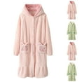thumbnail image 3 of Bath Robes for Women 2024 Cute Warm Sherpa Fleece Loungewear Kawaii Long Housecoat with Pockets Winter Mid-length Bathrobe, 3 of 4