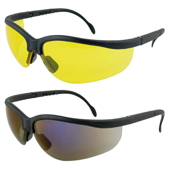 2 Pairs of Global Vision Blue Moon Safety Glasses Amber & Blue Mirror