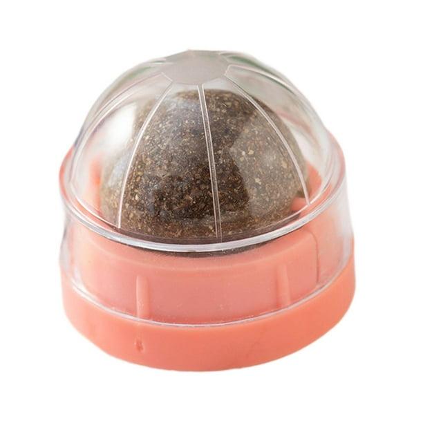 Bolas de hierba gatera para gatos, golosinas de pared con bola energética para gatos, juego de gatitos, giratoria, bola de rodillo de hierba gatera, rosa