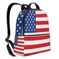 thumbnail image 2 of Lsque America Flags3 Pattern Backpack – School Travel Canvas Daypack with Ergonomic Padded Straps, Multiple Compartments & Leather Handle, 2 of 5