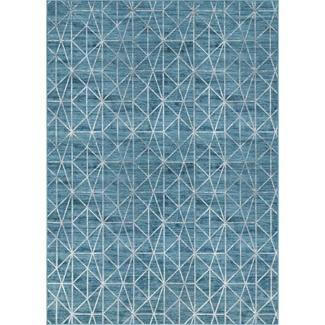 Unique Loom Matrice Treillis Tapis de Surface 9' 10 x 14' Rectangle Bleu/gris