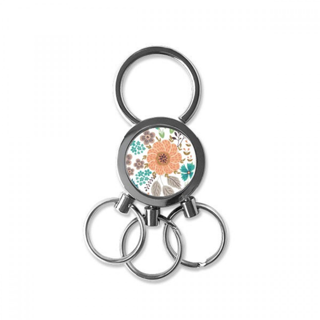 Sun Orange Flower Plant pintura De acero inoxidable Anillo de metal llavero llavero clip auto regalo