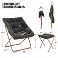 thumbnail image 2 of MoNiBloom Set of 2 Saucer Chair with Ottoman, Faux Fur Folding Chair and Footrest Set with Metal Frame, Foldable Lounge Chair and Foot Stool Set, Black, 2 of 11