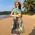 thumbnail image 4 of Disketp Sunshine Cloud Cute Cat para Vestido de Manga Corta para Mujeres, Vestidos de Verano para Mujeres, Casual y Holgado para la Playa, 4 of 6