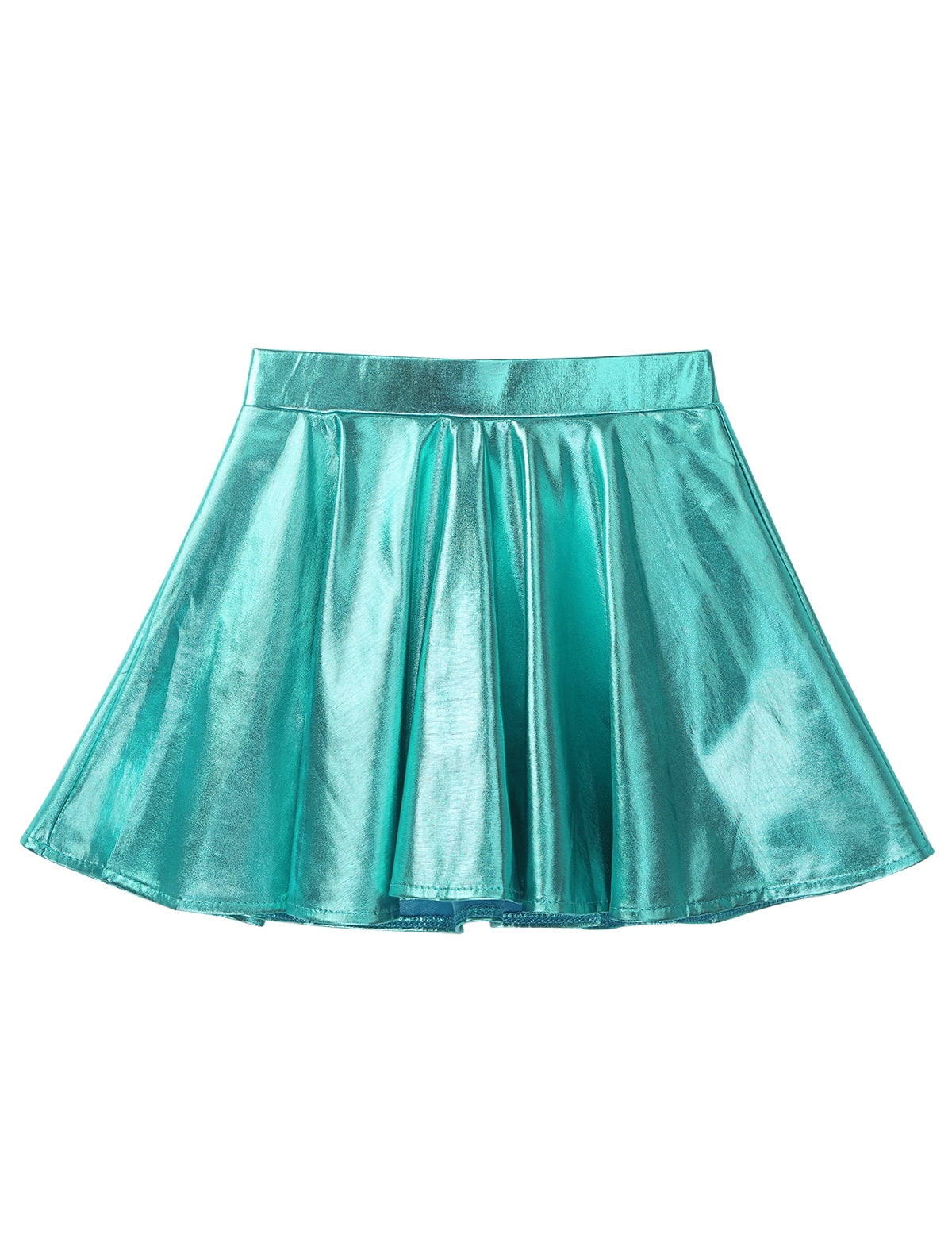 CHICTRY Girls Metallic Flared Dance Skirt Holographic Jazz Hip Hop Dance Costume,Sizes 6-14