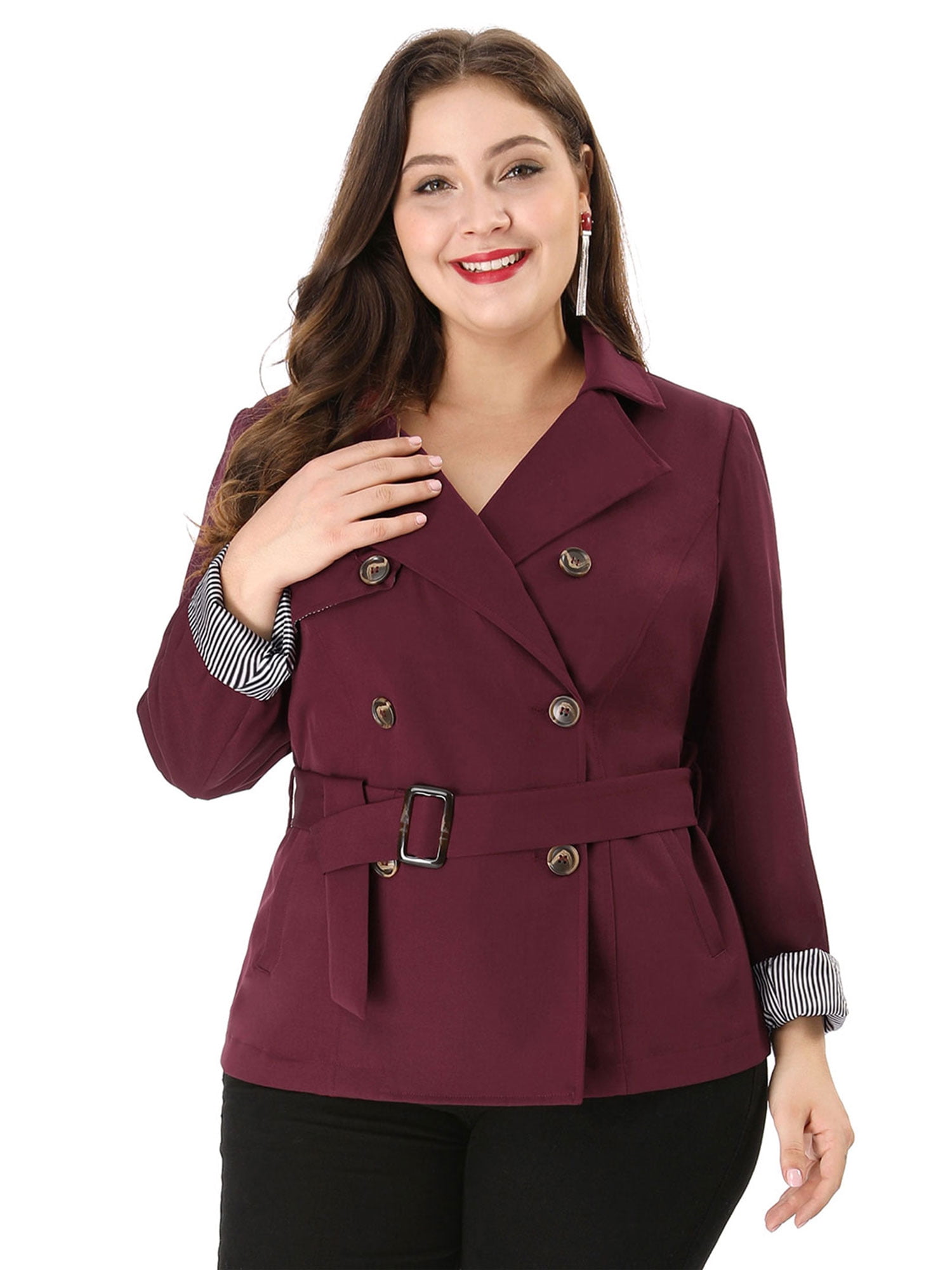 women's plus size red trench coat