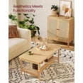 thumbnail image 4 of 2-Tier Coffee Table for Living Room, Living Room Table Rectangular Center Table, with PVC Rattan Storage Shelf, Rounded Corners, Easy Assembly, Boho Style, Oak Beige ULCT240Y57, 4 of 15