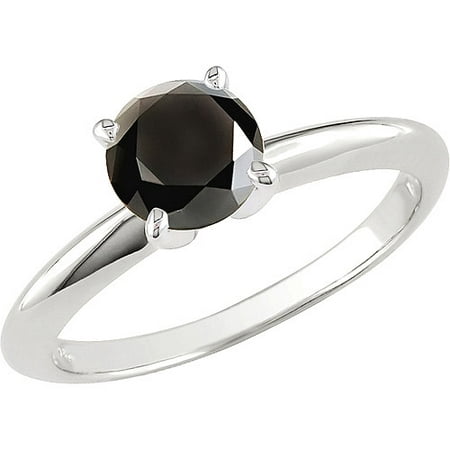 1 Carat T.W. Black Round Diamond Solitaire Ring in 10kt White Gold