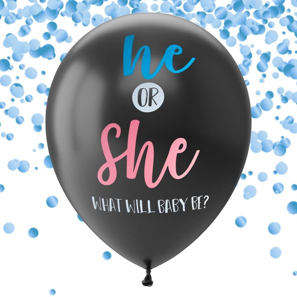 Christmas Gender Reveal Balloon Jumbo 36 Gold Gender Reveal Balloon Giant balloon with red and green tassels plus pink and blue confetti