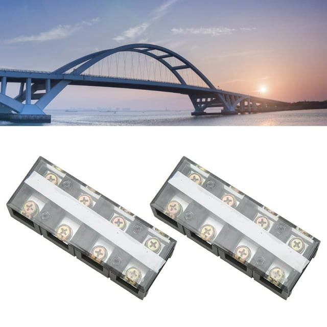 Block 2 Pcs Terminal Block Dual Rows 60A 600V Compact Terminal Block Barrier Strip with PC Shell for Power Distribution System