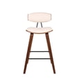 thumbnail image 3 of Fox 25.5" Counter Height Cream Faux Leather and Walnut Wood Mid-Century Modern Bar Stool - Set of 2, 3 of 6