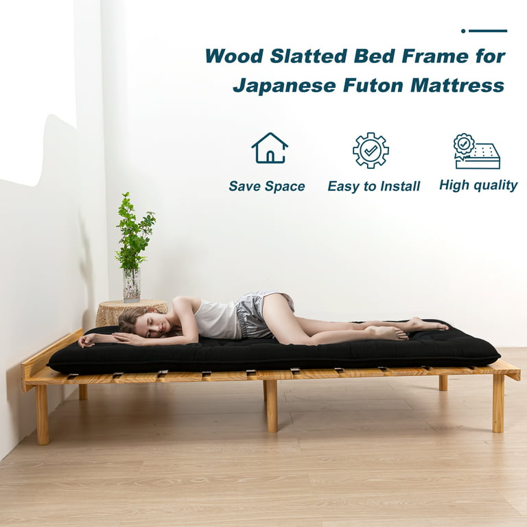 To grader Hjælp Lang MAXYOYO Wood Bed Frame Twin, Low Bed Frame Platform Bed Twin Floor Japanese  Bed Frame for Futon Mattress, Wood Slats Support, No Box Spring Needed,  Easy Assembly, 39 x 80 Inch - Walmart.com