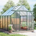 thumbnail image 2 of Noble House 8x8FT Walk-In Polycarbonate Greenhouse with Double Doors,Aluminum Frame,Raised Base & Anchors,Green, 2 of 8