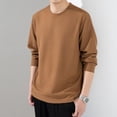 thumbnail image 4 of Lohuatrd Men Fall Spring Top Solid Color Round Neck Long Sleeve Loose Thick Soft Pullover Casual Mid Length Simple Style Elastic Men Sweatshirt, 4 of 8