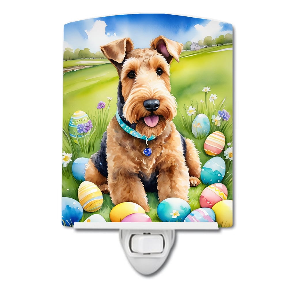 Border Terrier Easter Egg Hunt Ceramic Night Light 4 in x 6 in
