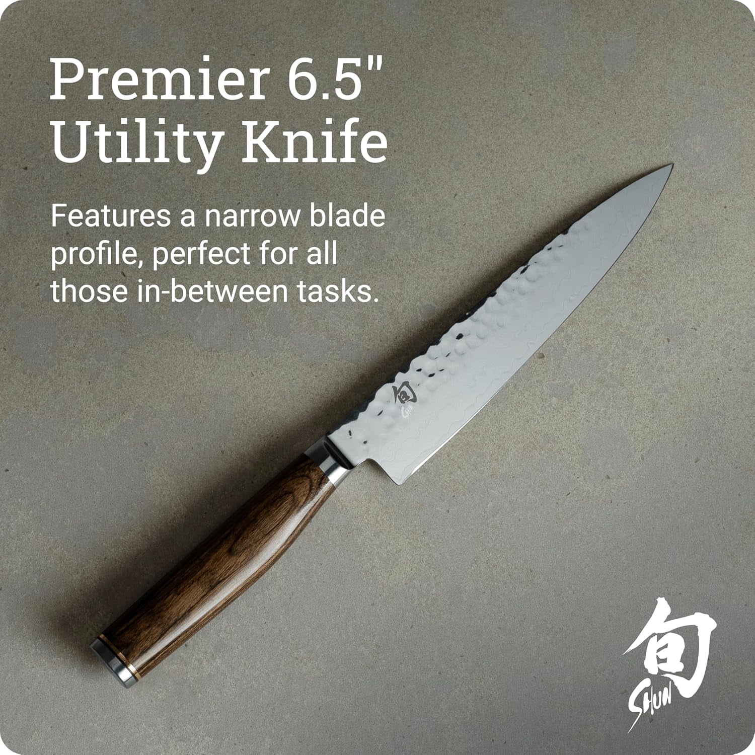 Shun Premier 6.5-Inch Utility Knife, VG-MAX Core with Damascus Stainless Steel Cladding, Pakkawood Handle
