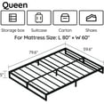 thumbnail image 6 of Lutown-Teen 5 inch Bed Frame Queen Size Heavy Duty Steel Slat Support Metal Platform Queen Bed Frame No Box Spring Needed, Easy Assembly, Black, 6 of 6