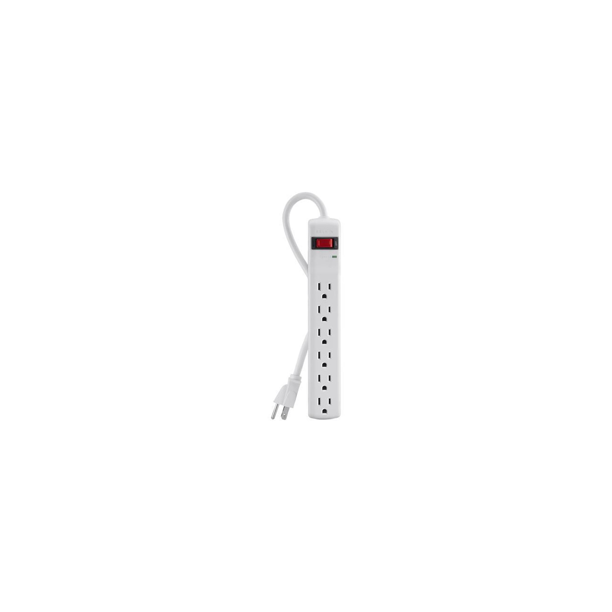 Belkin 6-Outlet Power Strip Surge Protector (F5C047), White – 3-Foot Cord, 300 Joules, Wall Mountable Extension Strip for Home, Office, Electronics, Computers, TVs, and More