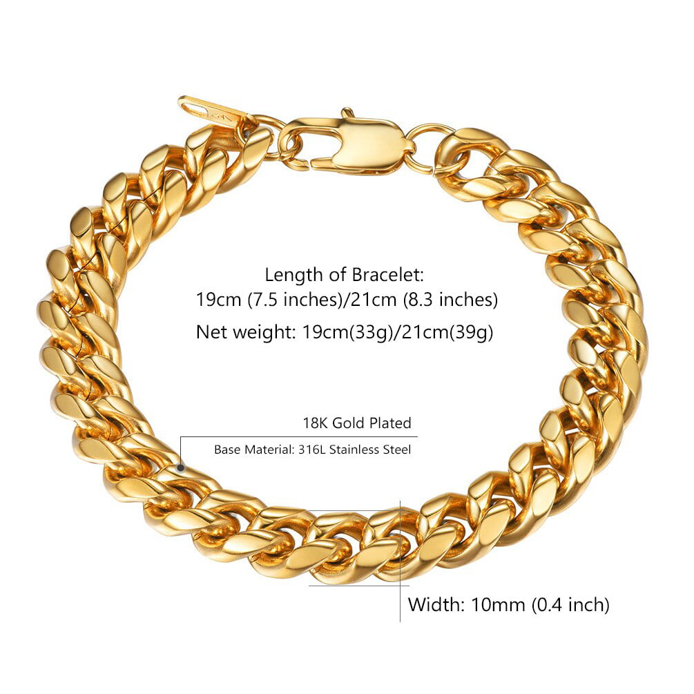 Gift Bag Fashion Gold Plated 8mm x 19cm Chain Link Men's Women's Bracelet 