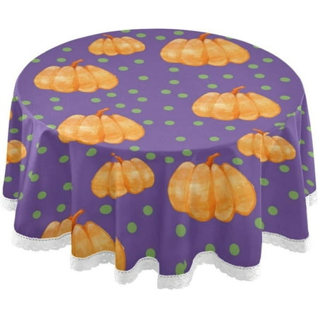 

Hyjoy 60 Orange Pumpkin Thanksgiving Round Tablecloth Table Cover Water Resistant Spill Proof Large Table Cover for Indoor & Outdoor Family Gathering Dinner BBQ Halloween Decoration