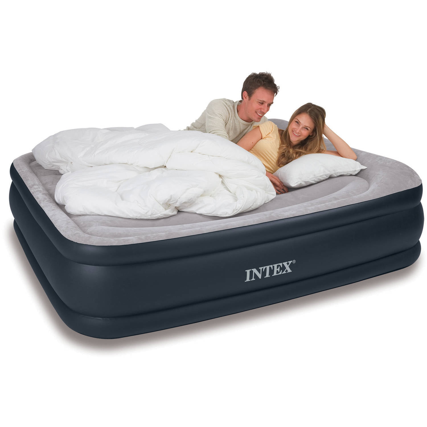 Intex Queen 18 Raised Pillow Rest Airbed Mattress Walmart Com