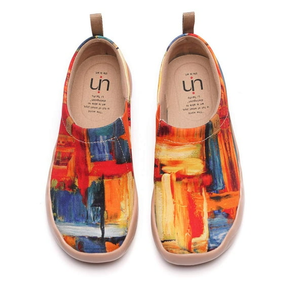 UIN Womens color Zone Painted canvas Slip-On Shoes Fashion Travel Shoes Breathable Sneaker(8) colorful