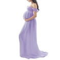 thumbnail image 3 of Douhoow Maternity Dresses for Women Short Sleeve Mesh Sheer High Split Long Pregnancy Dress, 3 of 8