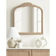 thumbnail image 2 of Kate And Laurel Arendahl Traditional Arch Wall Mirror, 28 x 30, Light Natural, Vintage Baroque-Inspired Wooden Arched Bathroom Mirror for Over Sink with Ornate Carved Crown, 2 of 8