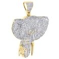 thumbnail image 2 of 10K Yellow Gold Diamond Elephant Trunk Pendant 1.65" Mens Pave Charm 1.81 CT., 2 of 6